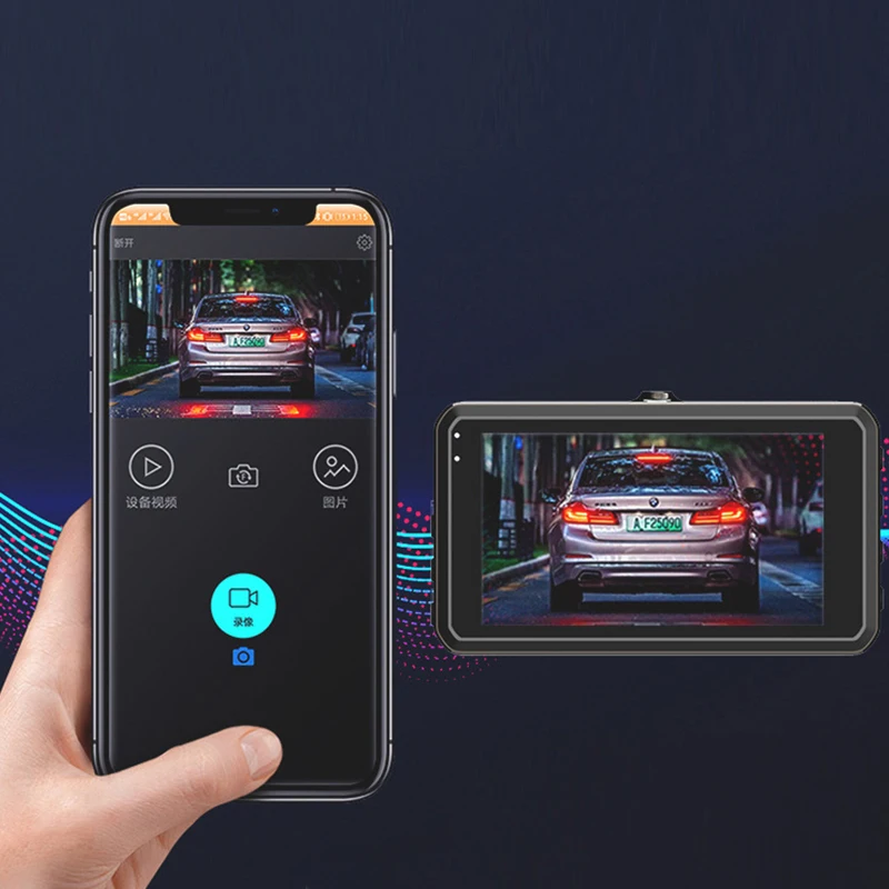 Умное приложение дисплей 3 дюйма разрешение QHD 1296P встроенные голосовые команды Wi-Fi передний и задний двухобъективный автомобильный