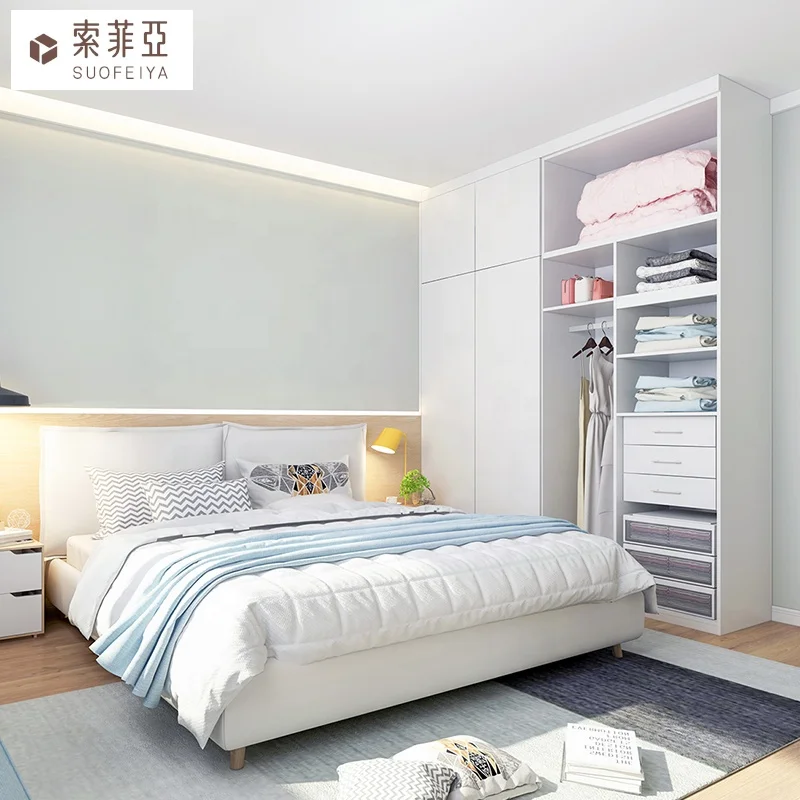 SUOFEIYA Custom Australia Project White Wooden Closet Cabinet Wardrobe Swing Hinged Door Garderobe