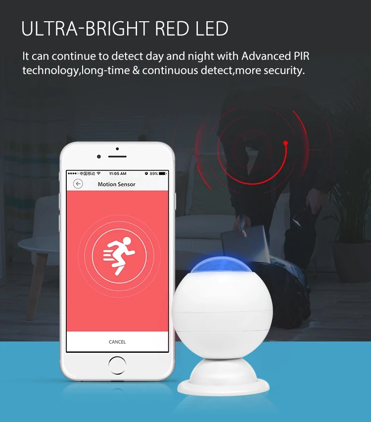 360 degrees tuya wifi PIR motion sensor Alert Sensor app remote control home security sensor Private designed
