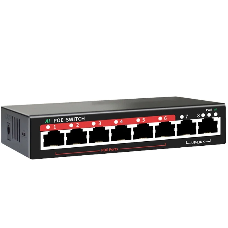 Wholesale Price VLAN Support PD Module ETHERNET 100W 8 Port Gigabit 48V POE Switch For Camera