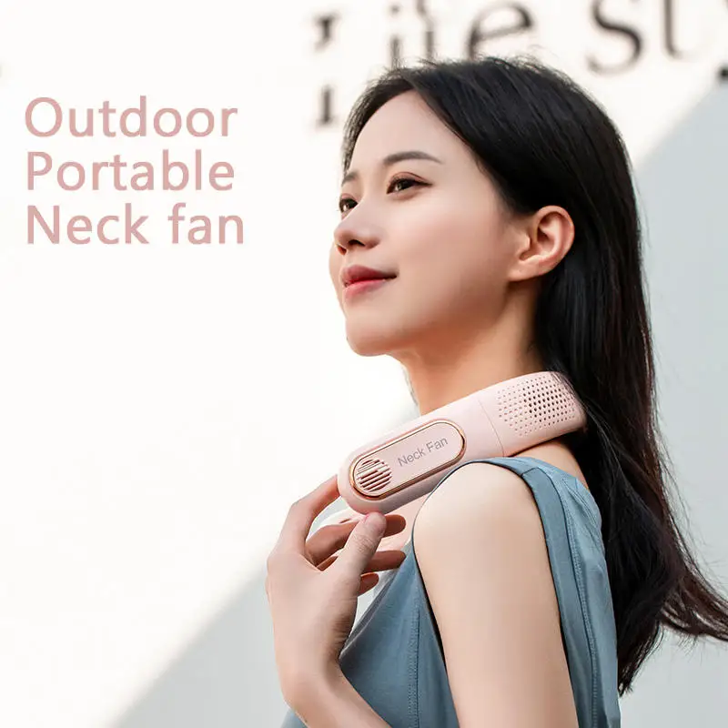 Fashion Hand-free portable Usb Sport mini personal summer Neckband air cooling colorful light bladeless Motor Hanging neck fan