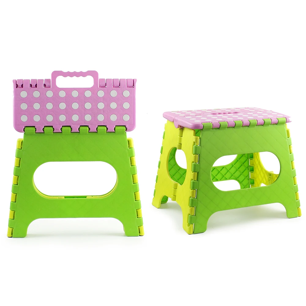 Wholesale Foldable Ottoman Step Stool Non-Slip Wooden and Plastic Design Space Saving Seat for Kids