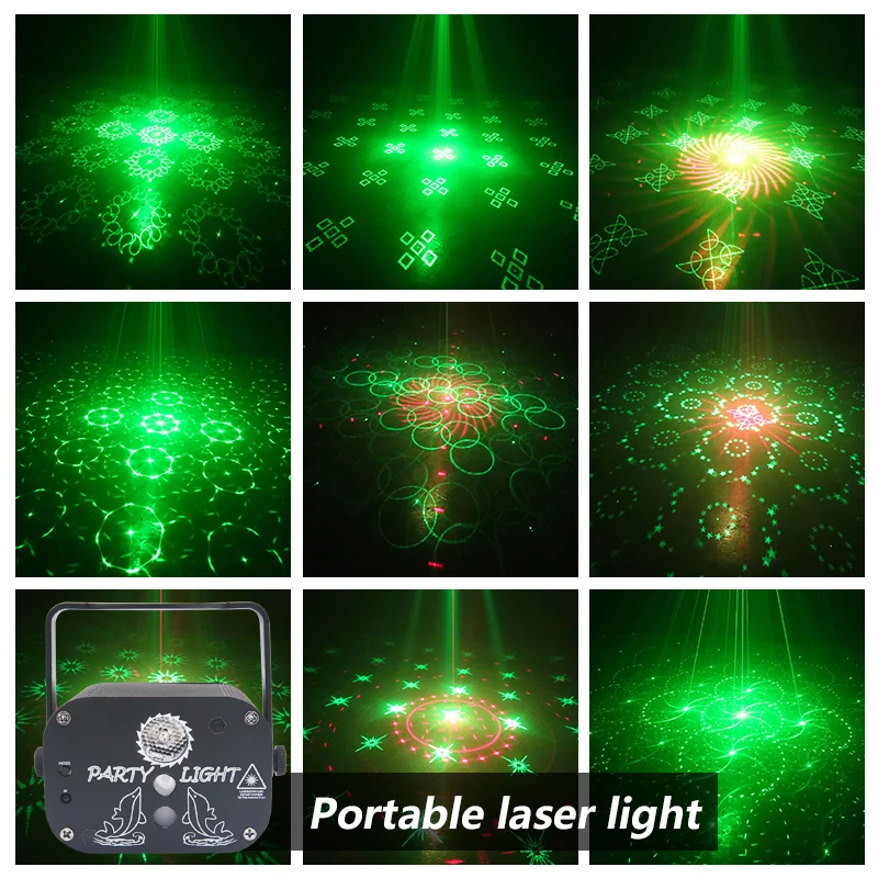 Factory 2 Holes Mini Lazer Light Dj Disco Dance Floor Stage Light USB Rechargeable LED+Laser Party Light With Remoter