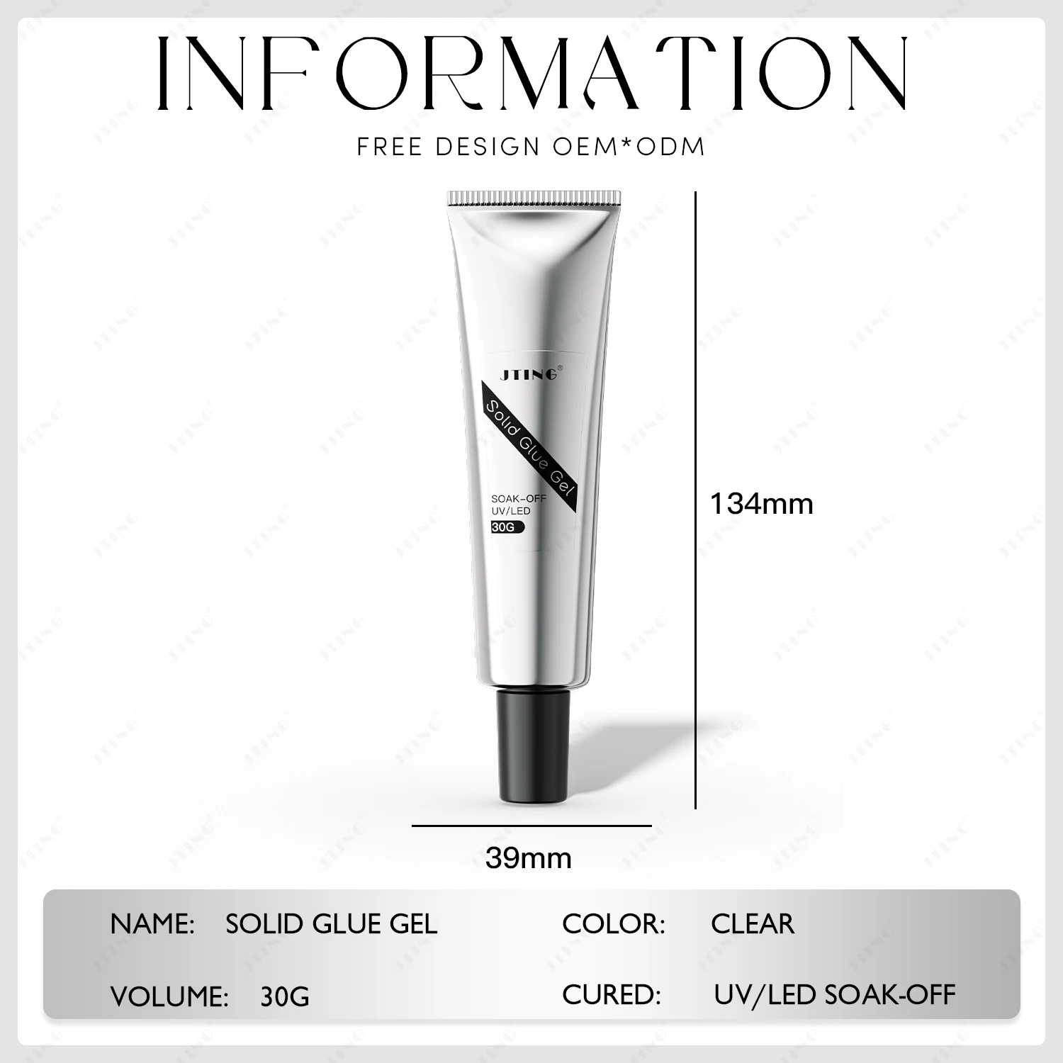 JTING Hot popular Durable Tube Solid glue gel 30ML Clear nail tips glue gel nail polish for Nail press on OEM private label