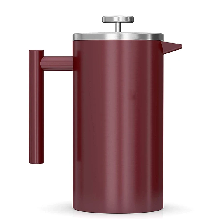 Double wall insulated vacuum stainless steel french press coffee maker