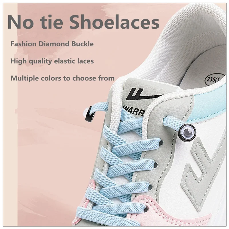 2022New Lazy Shoe Laces Cute Eye Lock Shoelaces Without Tie Elastic Laces No Tie Flat Shoelace Sneakers Elastic Flat Shoelace