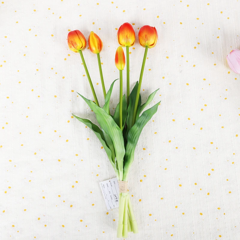 New Artificial Real Touch Tulip Flower for home wedding decoration Artificial 5 heads tulip flower bouquet Real touch flower