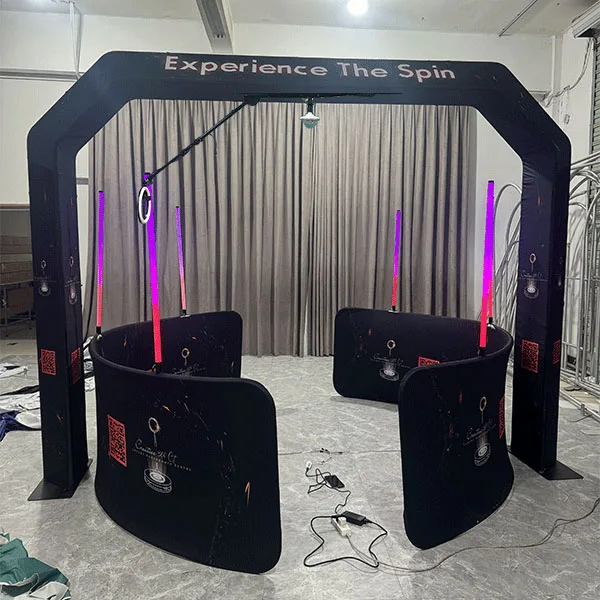 Wedding Supplies Overhead 360 Rotating Photo Booth Rgb Led Ring Lights Sky Top Spinner Portable 115Cm 360 Photo Booth