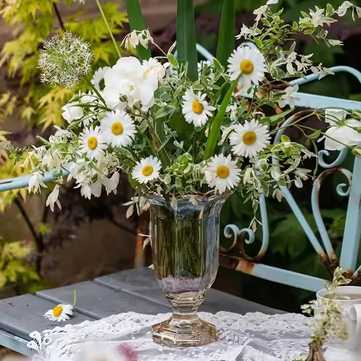 Glass Vase Decor Glass Flower Vase Luxury Vase European-style Crystal for Flowers Art Deco Christmas Modern Picture 18CM*27.5CM