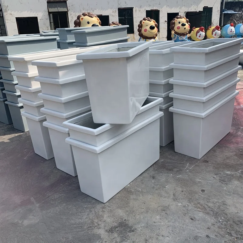 FRP sculpture manufacturers custom road flower pot fiber cloth flower box viaduct ornaments plant container hotel shopping mall