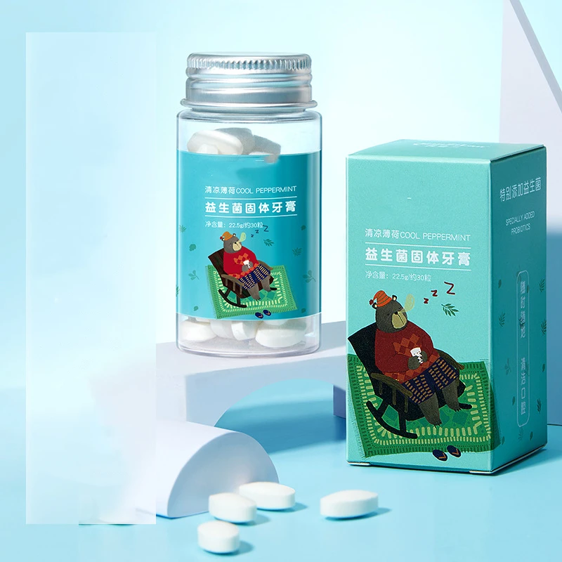 Natural Solid Chewable Toothpaste Pills  Vegan Teeth Whitening Toothpaste Tablets