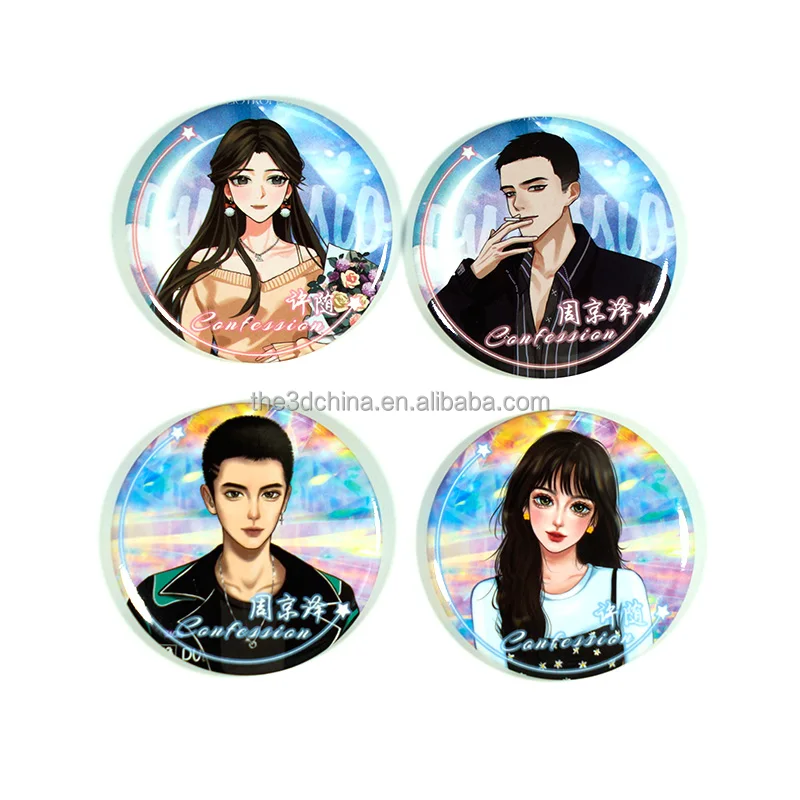 Lapel Badges Custom 3d Lenticular Printing cartoon hard enamel pin badge anime Metal Anime Badges
