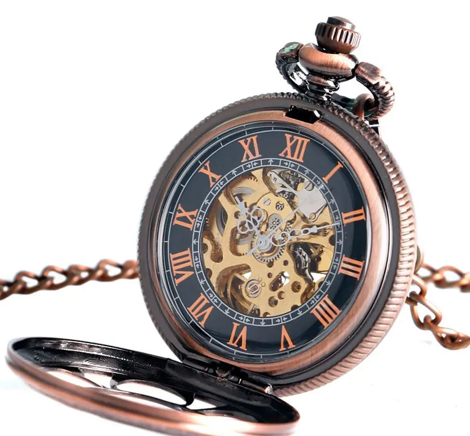Classic Roman Sun Flower Pocket Watch Automatic Mechanical Pocket Watches