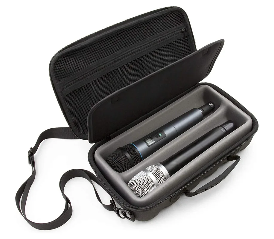 Fumao Two Wireless Microphone Case Compatible with Wireless Mic System Handheld Microphones Sennhesier, Shure and More, Mic Bag