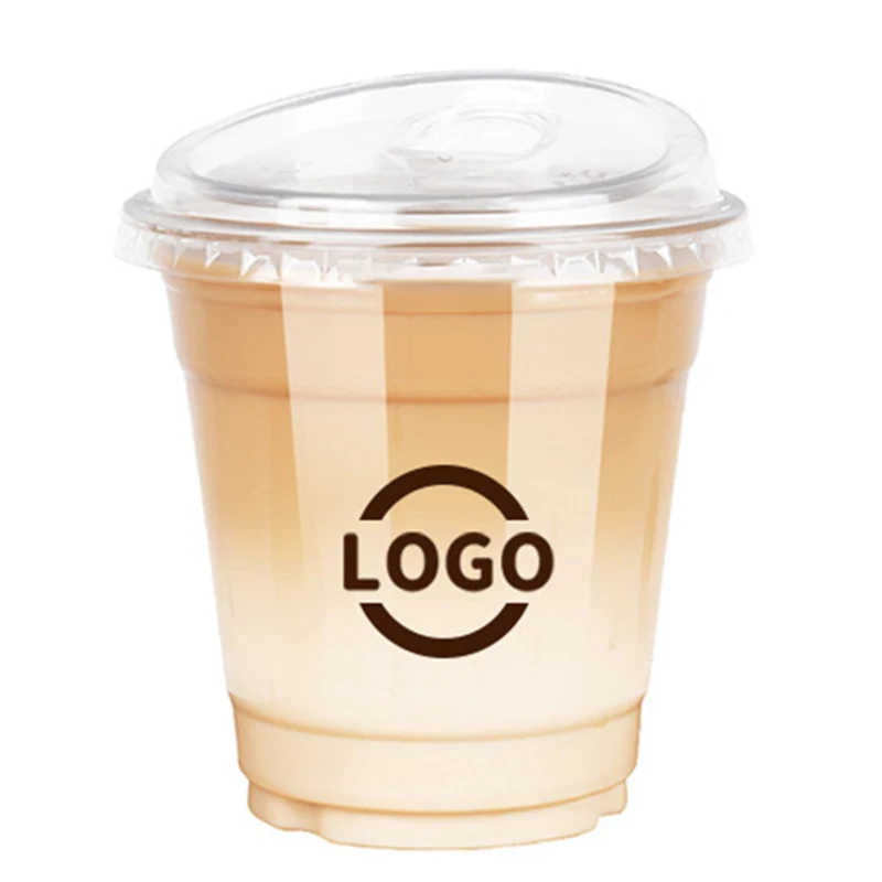 16oz PET plastic cups cafe plastic strawless cup boba tea cup with customized logo