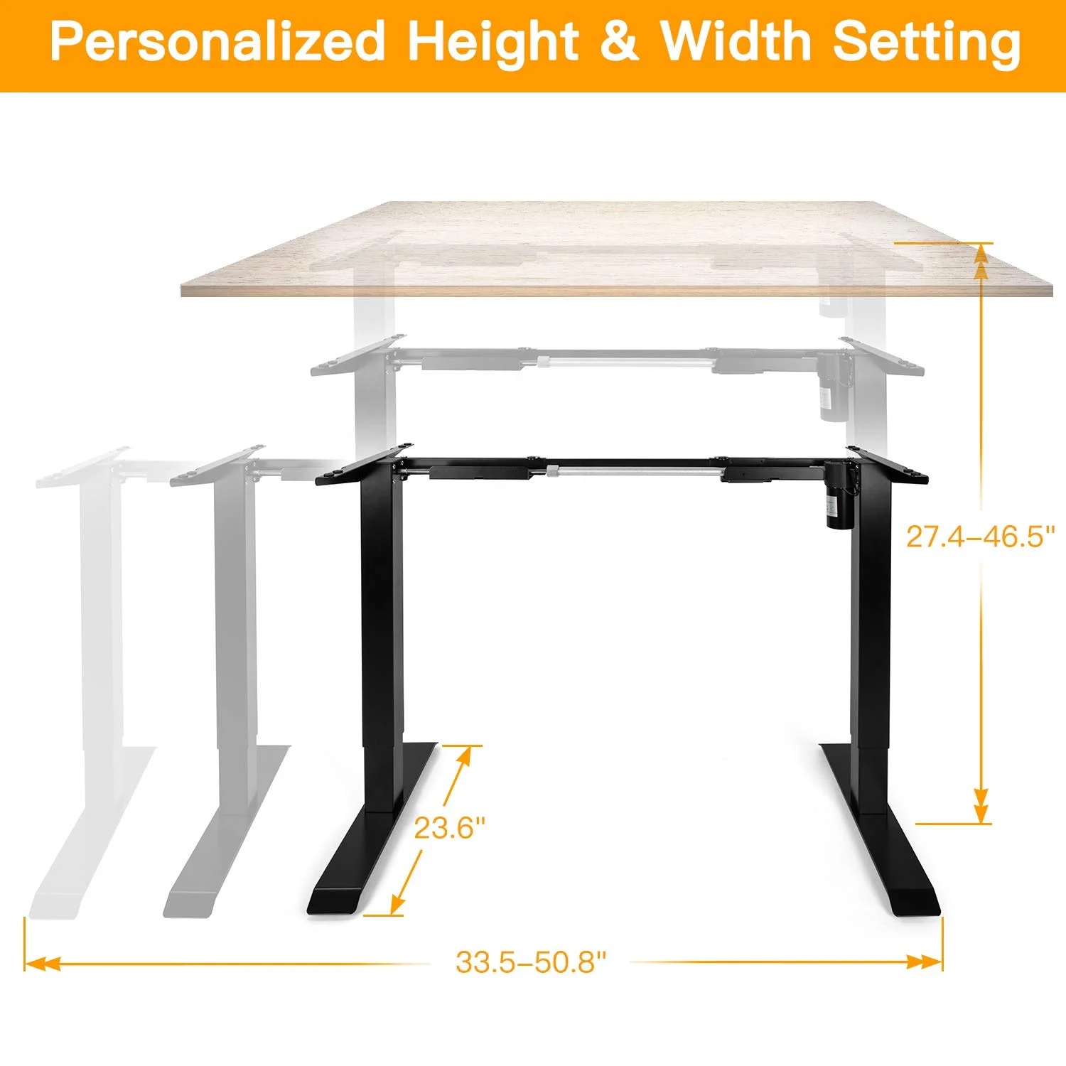 Electric Stand Desk Frame Height Adjustable Desk Legs Ergonomic Standing Desk Motor Motorized Workstation Base Black Table Frame