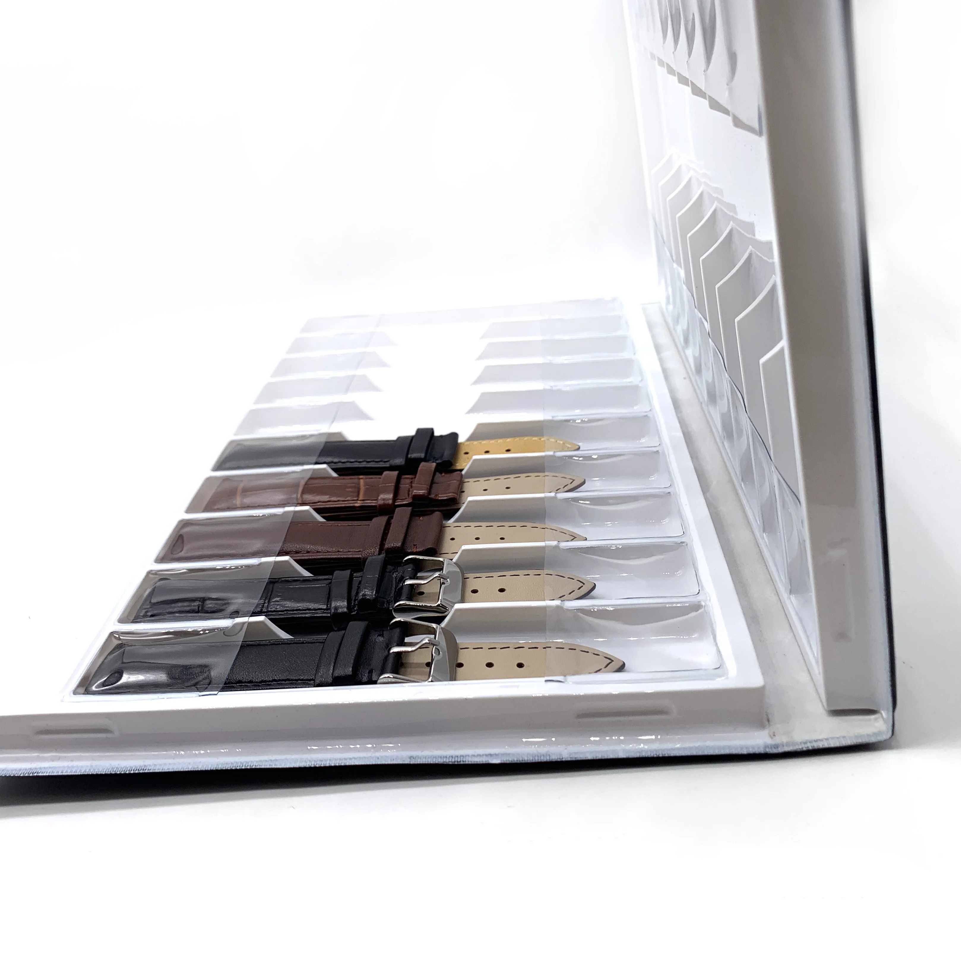 Custom Packing Leather Box Brochure Watch Band Packaging Sale Display Collection Book Watch Strap Show Book