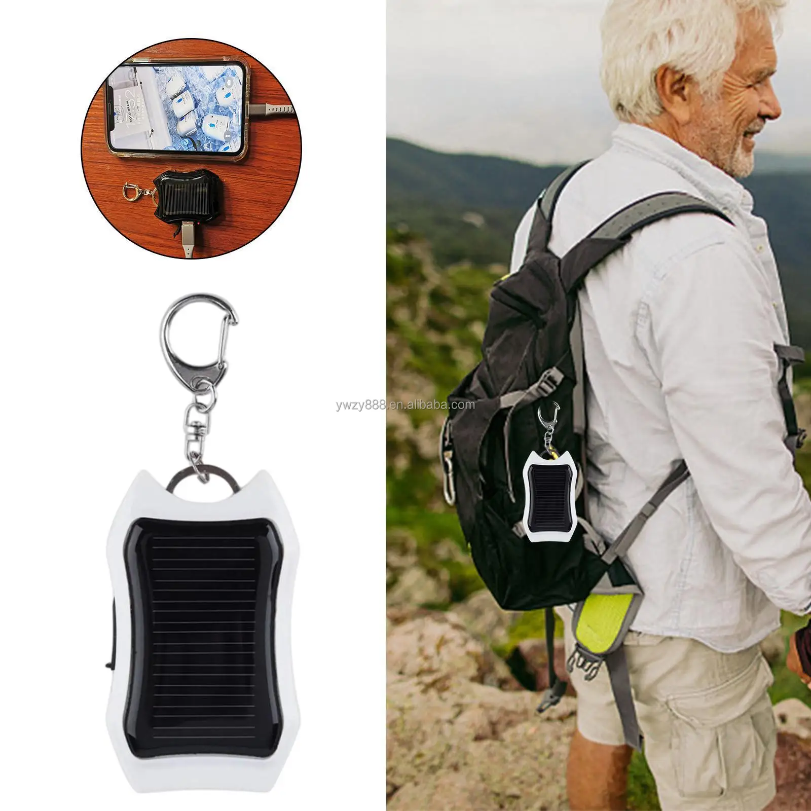 Mobile Power Supply Energy Saving Charger/Battery Power Bank For Cellphone New 1200mAH Solar Keychain Solar Charger