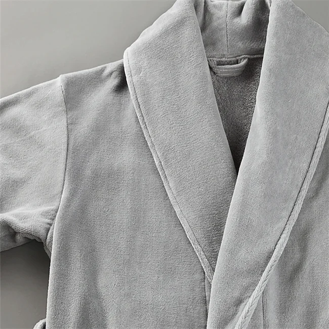 
Hotel Spa Velvet Dressing Gown 100% white cheap Cotton Wholesale hotel bathrobe 