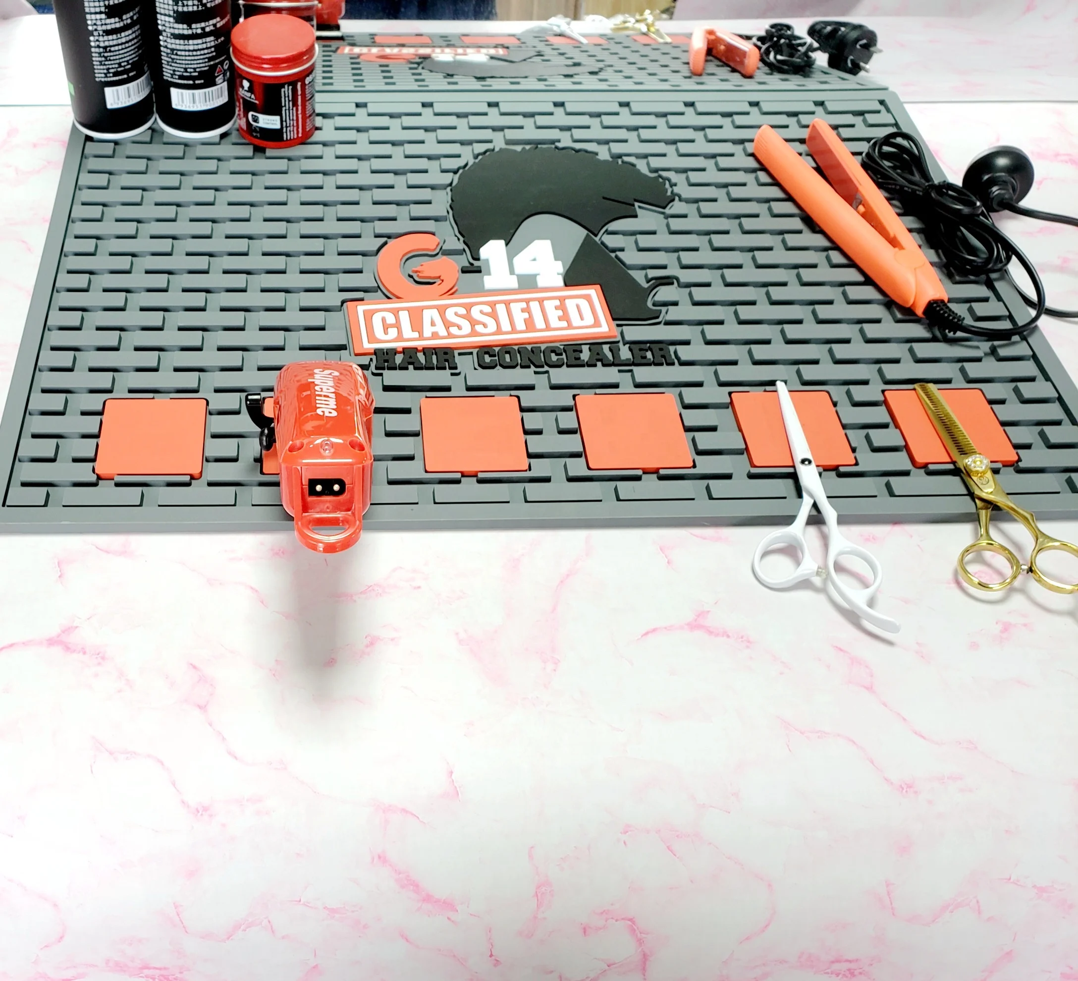 Heat Resistant Anti-slip Waterproof 3d Barber Magnetic Mat for