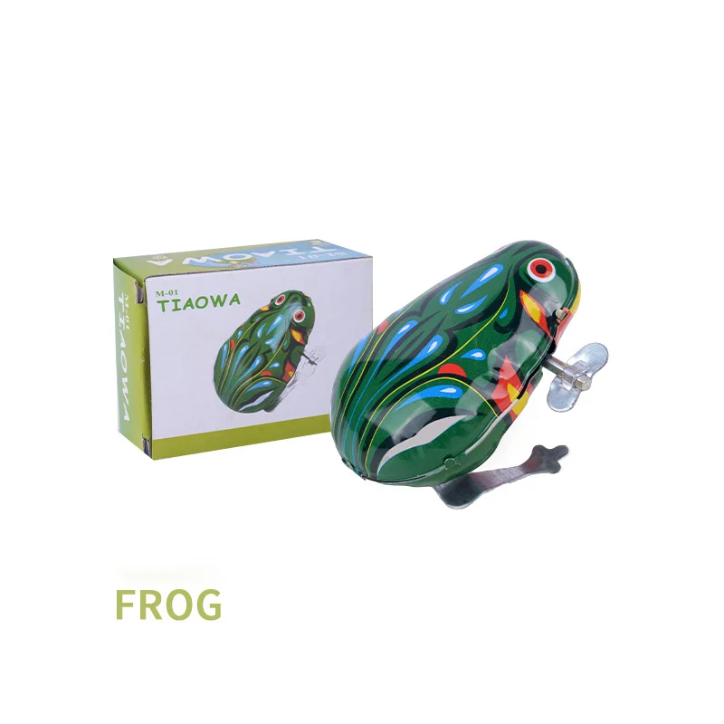 Wholesale Classic Tin Jumping Iron Frog Action Figures Wind up Clockwork Toy for Children Kids Classic Baby Toys