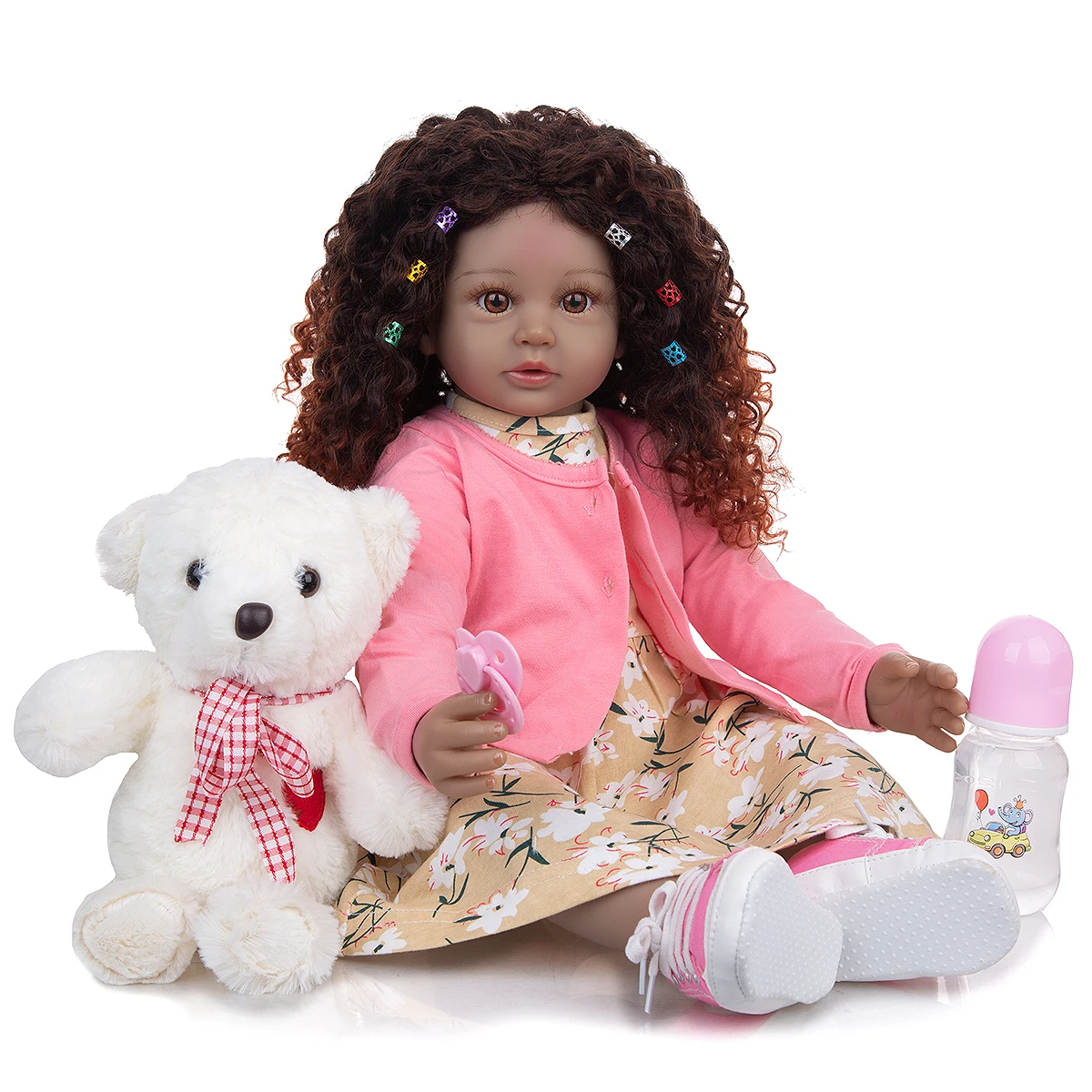Black Skin As Africa Todder Reborn Baby Dolls 60 CM Cloth Body Newborn Bebe Toys Doll Gift for Kids Birthday