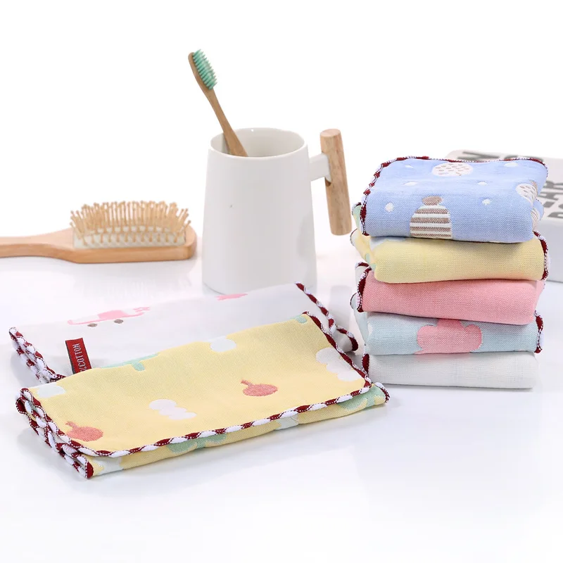 Factory Direct Supply Can Be Custom Pure Gauze Kids Shower Towel Sets 6 Layer Gauze Baby Face Bath Towel