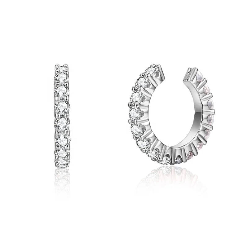 925 Sterling Silver Ear Cuffs Rhinestone Korean Fashion Earring No Piercings Cuff Earrings Jewelry