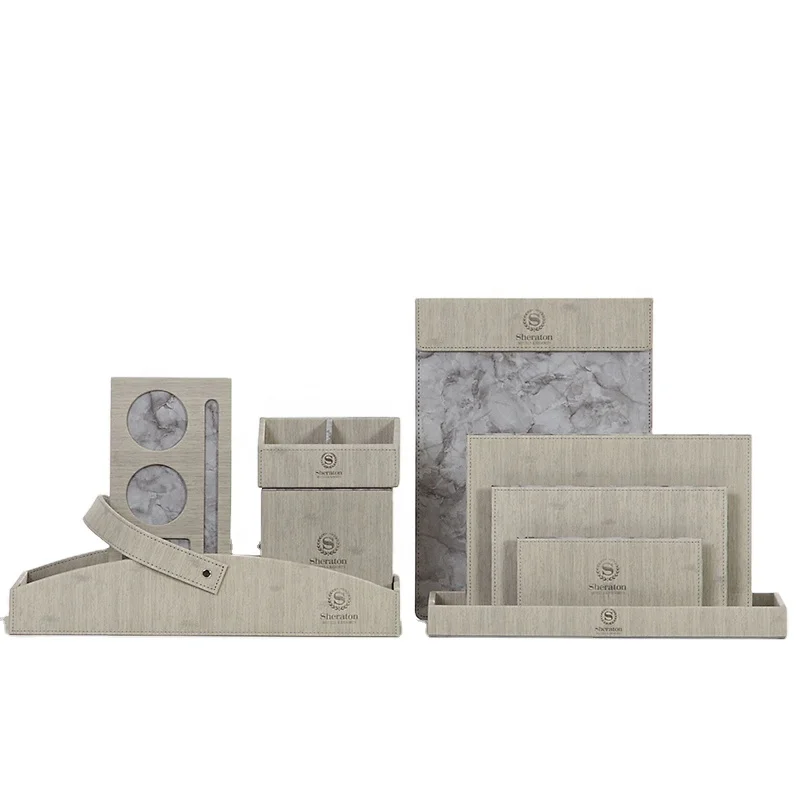 Customizable  luxury design Guest Room Amenities leather products with customized logo for high-end hotels