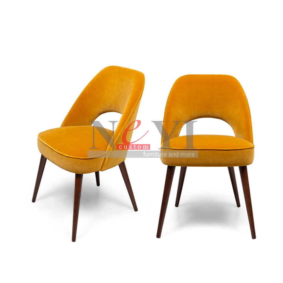 CY034 New Design Factory Wholesale japanese dining chair yellow Upholstered Price Wood Restaurant Dining