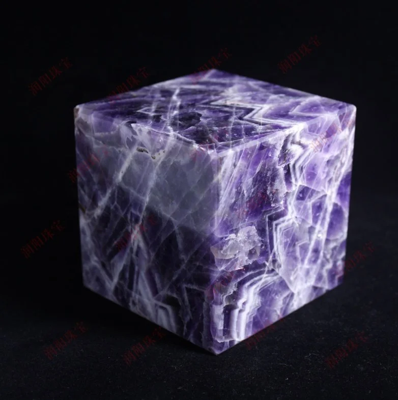 Wholesale Natural Rainbow Color Striped Fluorite Madagascan Pink Crystal Cube Gemstone Square Stone Manual Grinding