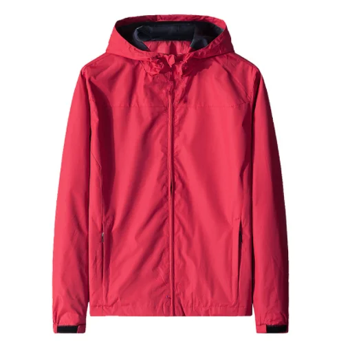 men custom logo hooded polyester jacket outdoor fishing men zip up sports jacket women spring slim fit black wind proof jacket