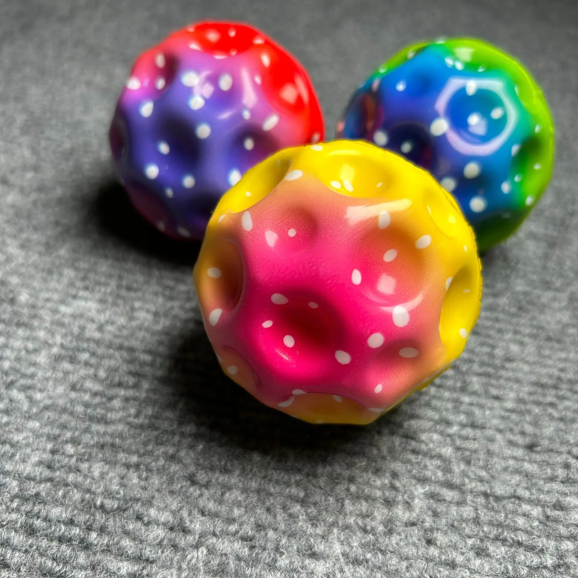 Wholesale Soft Pu Foam High Bouncing Moon Shape Balls 3D Anti Relief Magic Bouncy Ball Toys 60mm Stress Space Ball For Kids
