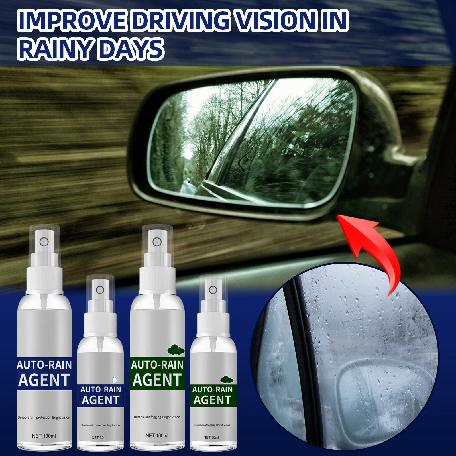 Car windshield mirrors waterproof coating spray use glass antifogging agent rain repellent spray