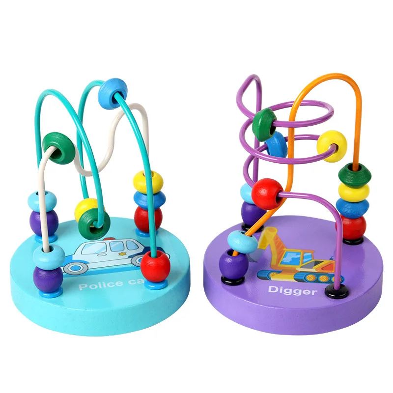 mini wire roller puzzle counting frames circle beam wooden educational Puzzle Games toys Preschool Abacus Maze Roller Coaster
