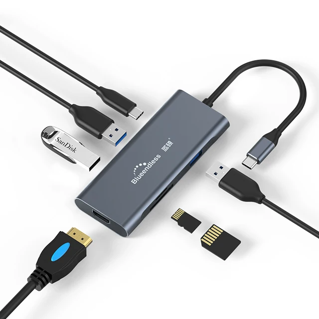  Usb-концентратор 7 в 1 хаб Thunderbolt Для HDTV 4K PD USB C для Macbook