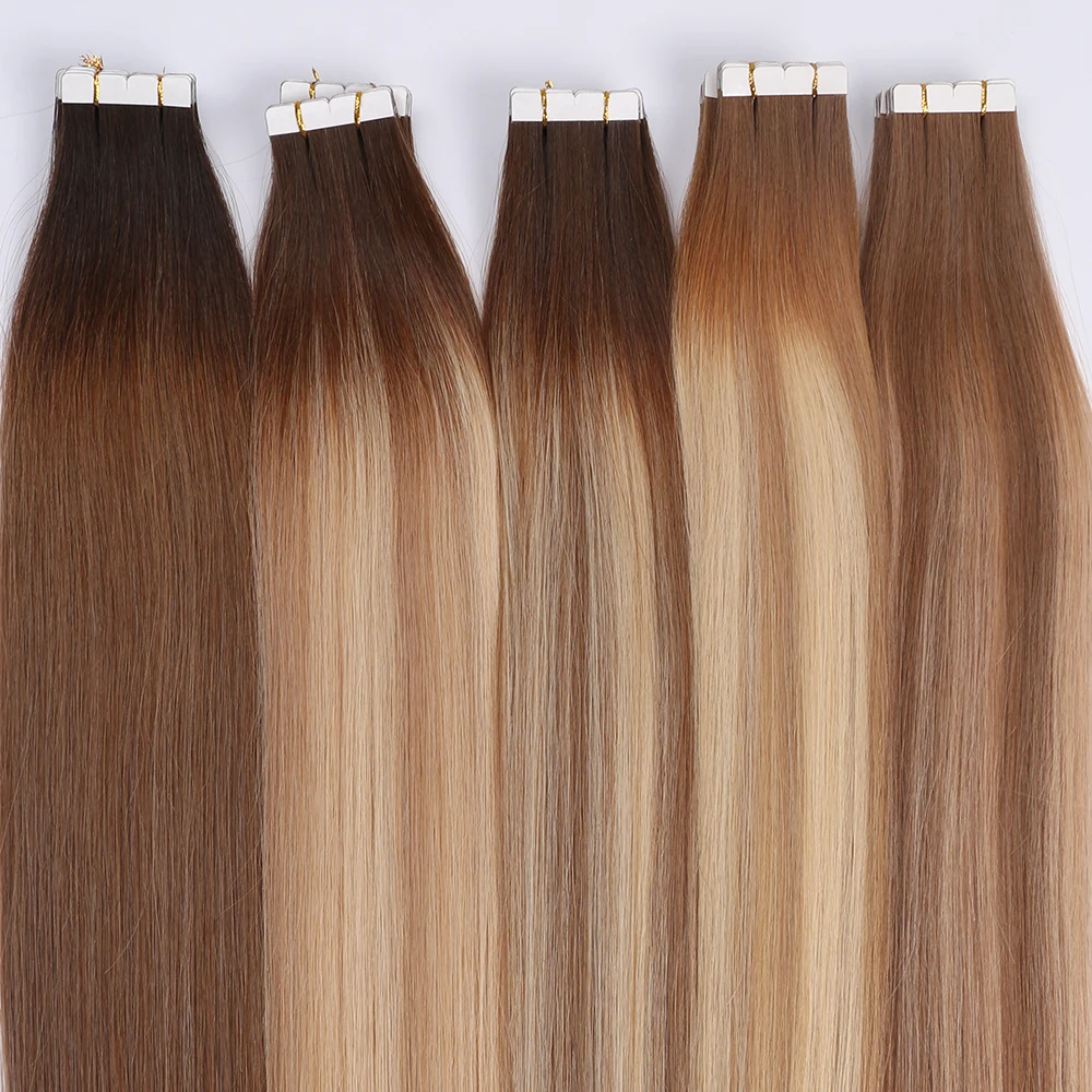 Hot Sale 12A Grade 100% European Virgin Unprocessed Double Drawn Tape In Hair Extensions Human Hair
