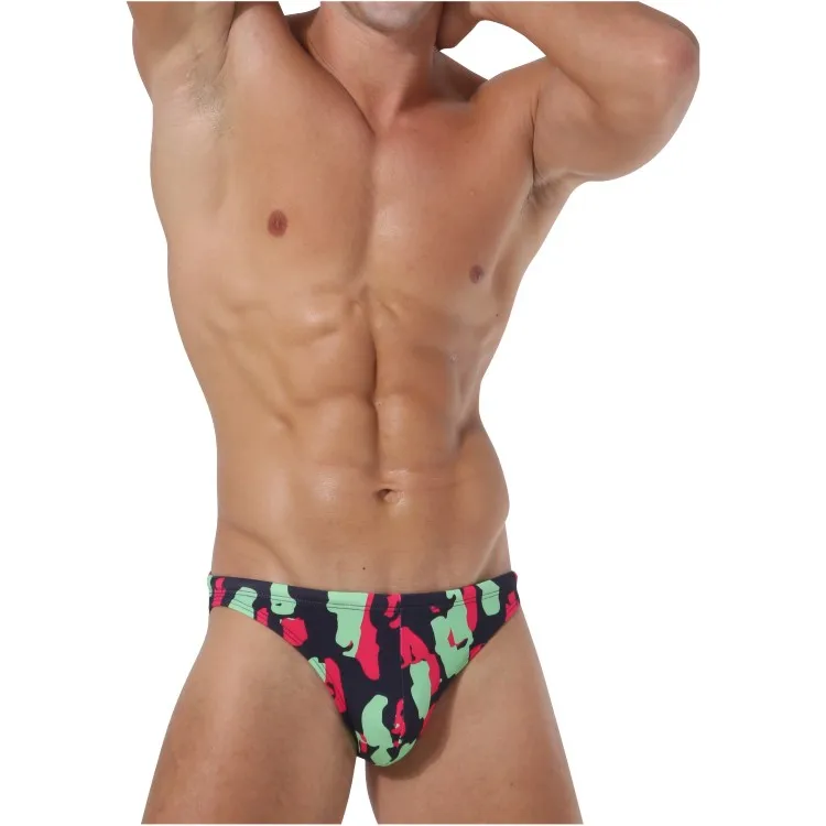 Factory Custom made print swim thongs polyester beachwear men swim brief