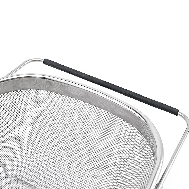 Hot Sale  Sink Mesh Basket With Silicone Handle Fruit Vegetable Mesh Strainer Flour Sifter Sieve Colander