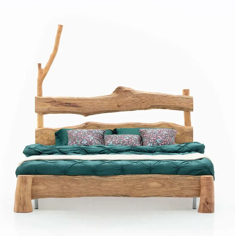 
Solid Wood Furniture Original Ecological Unique Design Bed for Home Hotel Homestay log furniture 