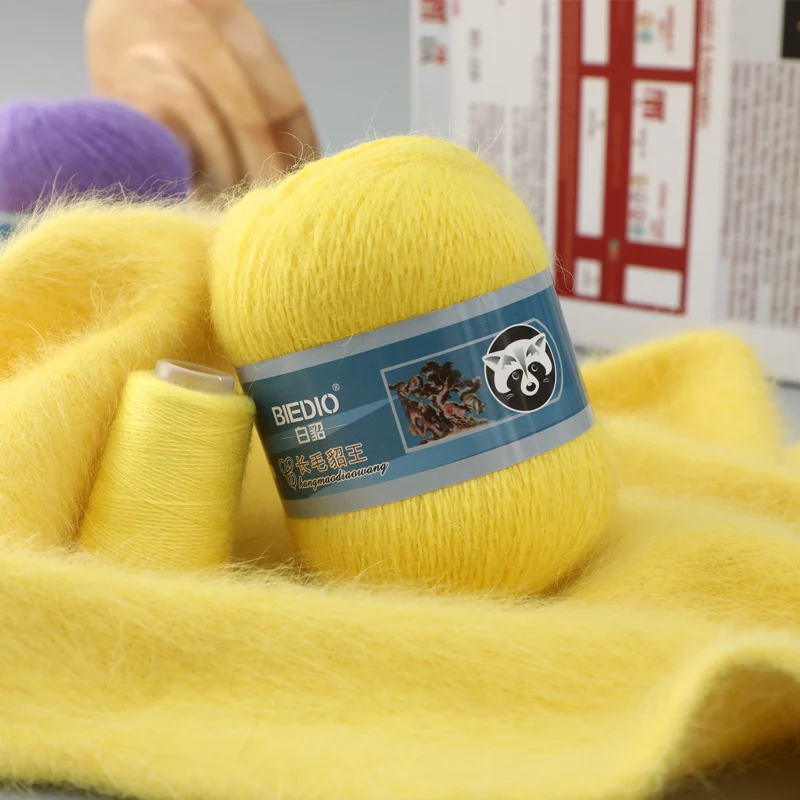 BIEDIO норковая пряжа, длинные волосы, Ангола, 80 кроличьих нитей для ручного вязания, норковые меховые нити, 12.5s/2 толстые нити, пушистые, оптовая продажа