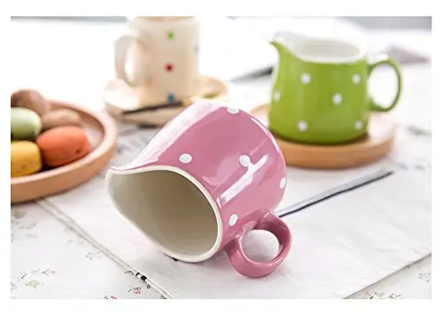 Polka Dot Ceramic Creamer with Handle Coffee Milk Creamer Pitcher Serving Pitcher Sauce Pitcher Milk Creamer Jug for Kitchen