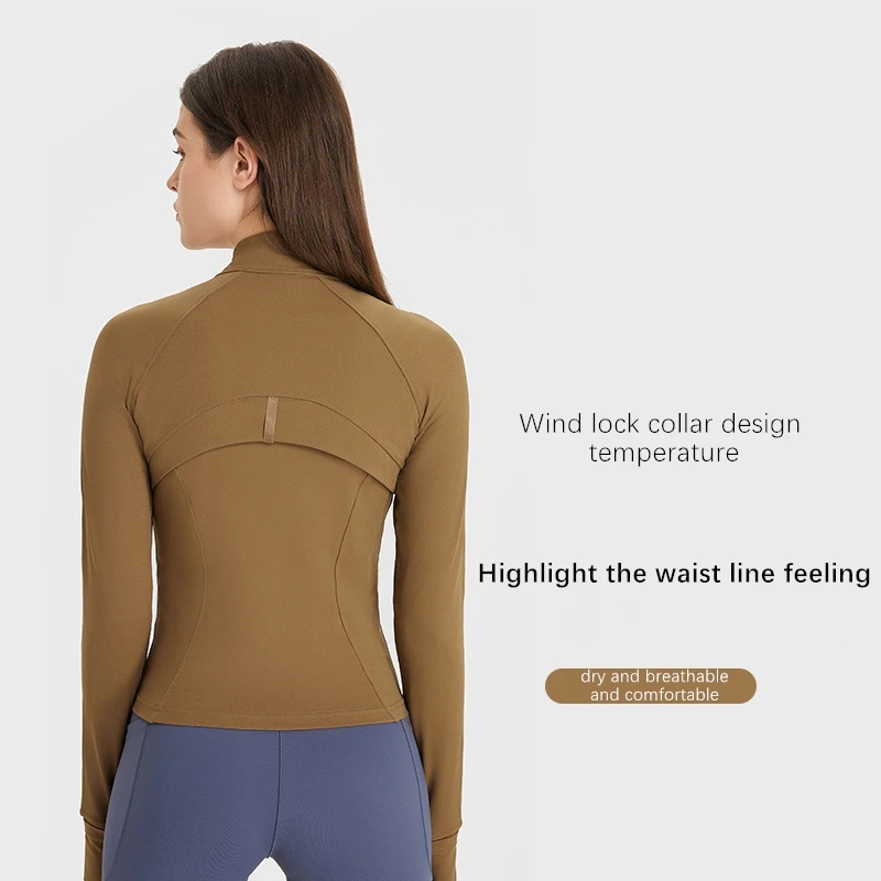 Xsunwing Cool style plain Lulu lightweight women slim fit tight long sleeve gym tops fitness sports jacket yoga zipper jackets