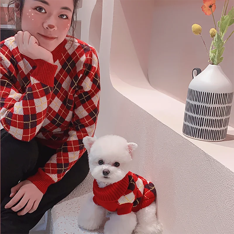 Wholesale Fashion Christmas Pet clothes Dog Match Outfits Matching Dog and Human Pet Clothes