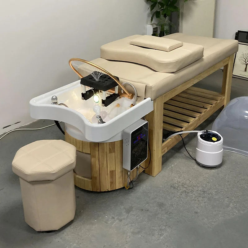 SW Salon solid wood frame hair washing thai massage bed head spa shampoo bed for  salon barbershop