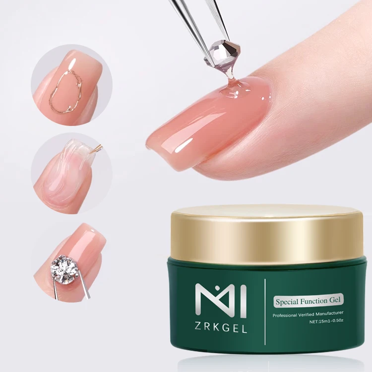ZRKGEL 15ml Strong Nail Glue No-Wipe Gel For Rhinestone and Resin Gem-s Jewelry Adhesive Gel Acrylic False Nail Tips Glue