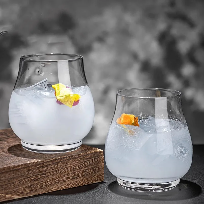 Creative convergent fragrant cocktail glass pot-bellied cold drink juice beer glass Vodka rum snifter whisky glass.