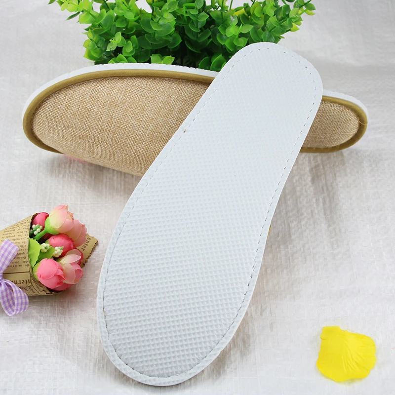 Eco friendly linen fabric slipper with eva  sole for hotel and bathroom