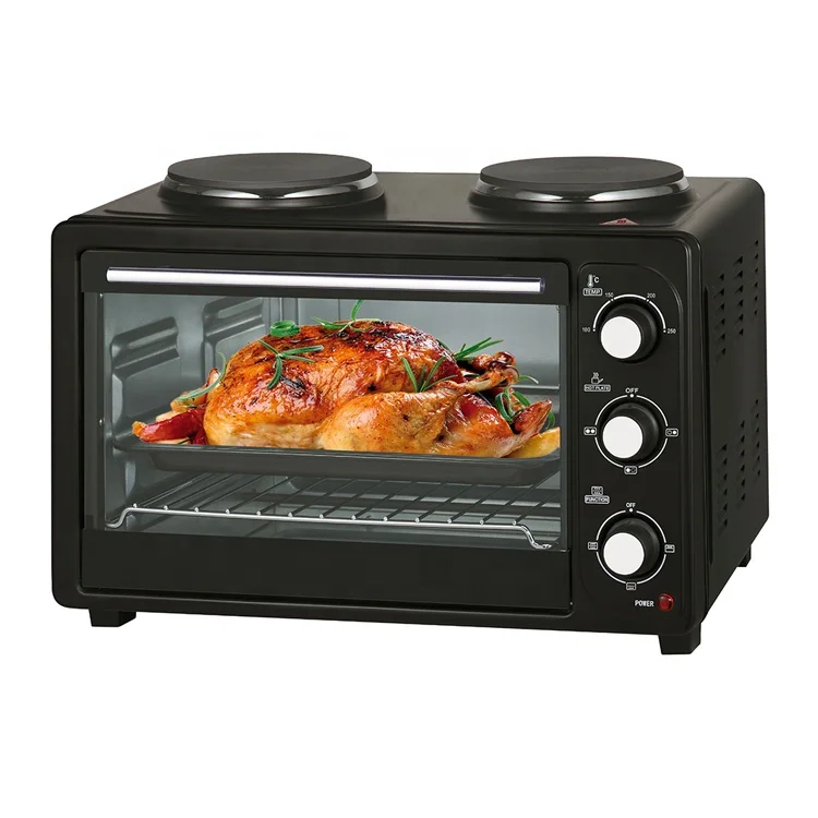 28L 3200W Multi-functional Electric Toaster and Pizza oven with 2 Hotplates for Make Bread and Roasting
