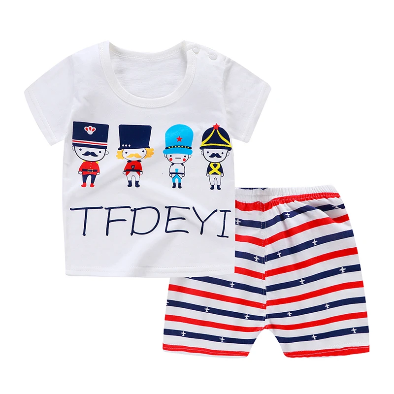 Factory price Summer children clothes set 100% cotton short sleeve  2pcs baby clothes set wholesale